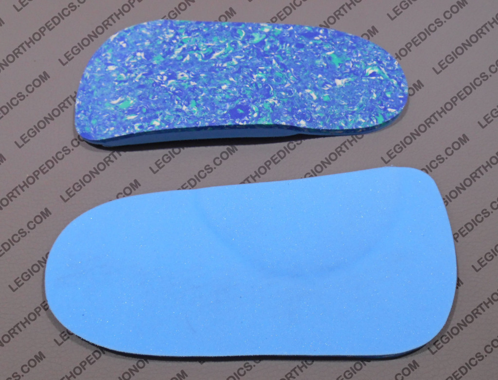 Short length insoles made of foam with arch top and bottom view