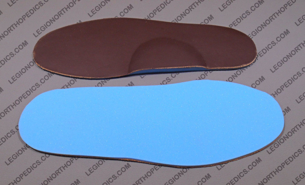 Full length leather and foam insoles with arch top and bottom view