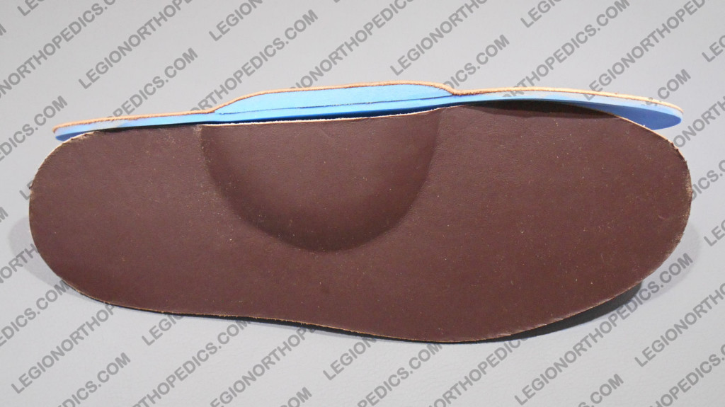 Full length leather and foam insoles with arch pad medial view