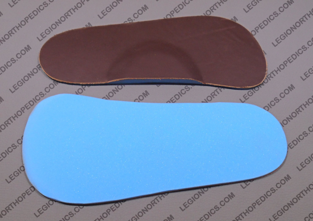 3/4 length insoles leather and foam with arch pad top and bottom view